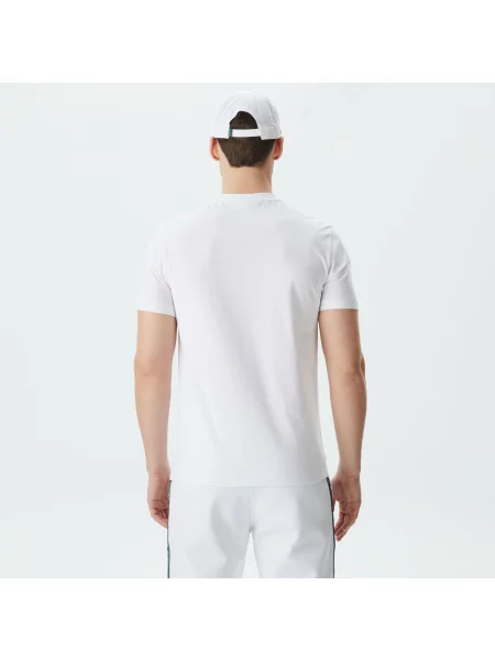 Lacoste T-Shirt Z Okrągłym Dekoltem Z Nadrukiem Regular Fit biały