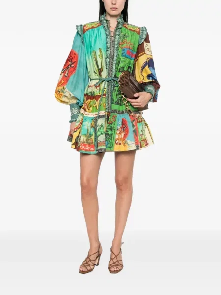 Rochie mini Alemais cu imagine verde
