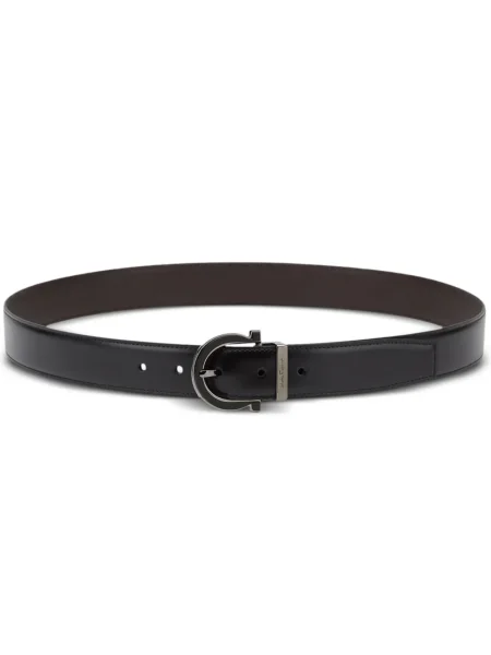 Cu centură reversibil curea Ferragamo din piele negru