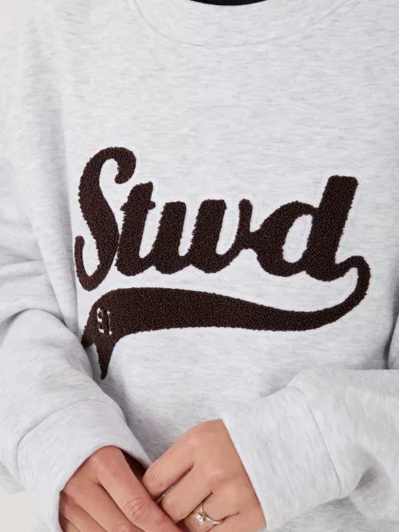 Суитчър Rue Paris с надписи сиво