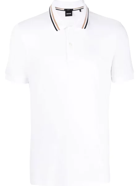 Polo Boss cu dungi alb