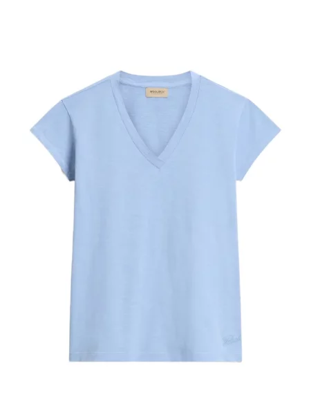 Tricou Woolrich cu decolteu în V albastru