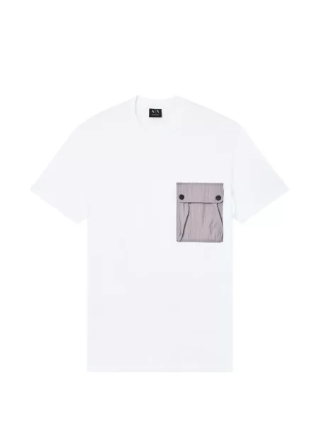 Tricou Armani Exchange cu buzunare aplicate alb