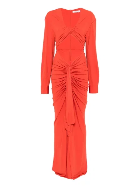 Maksi udrapować sukienka maxi Christopher Esber garniturowa pomarańczowa