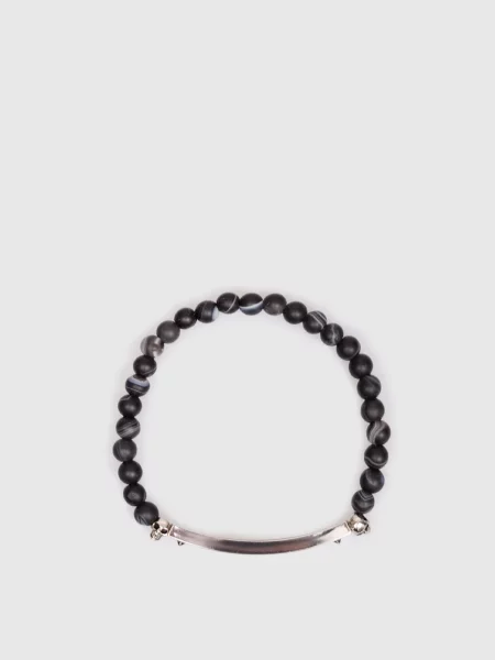 Браслет з намистинами агату Alexander Mcqueen чорний