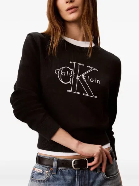 Pulover Calvin Klein cu broderie negru