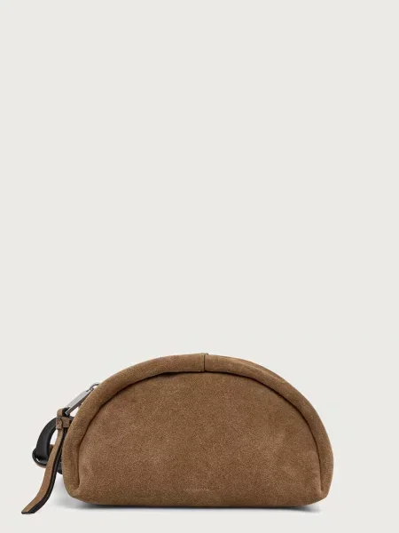 AllSaints geantă crossbody pentru femei din piele întoarsă ROSALIE bej