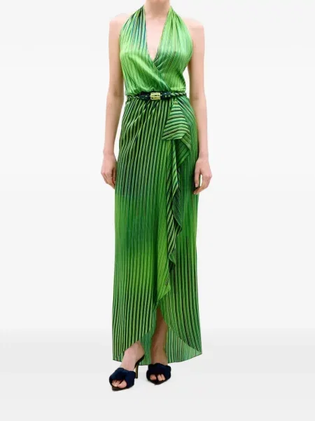 Rochie midi Silvia Tcherassi cu dungi cu volane verde