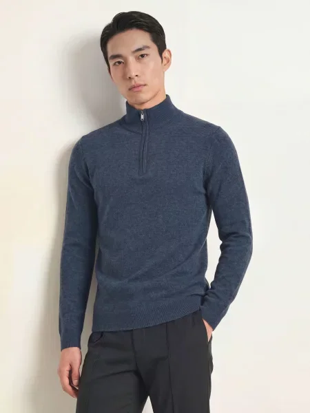 Reiss Sweter Z Kaszmiru Typu Troyer Royal blau granatowy