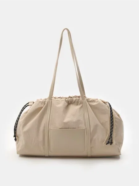 Велика сумка на плече бежевий