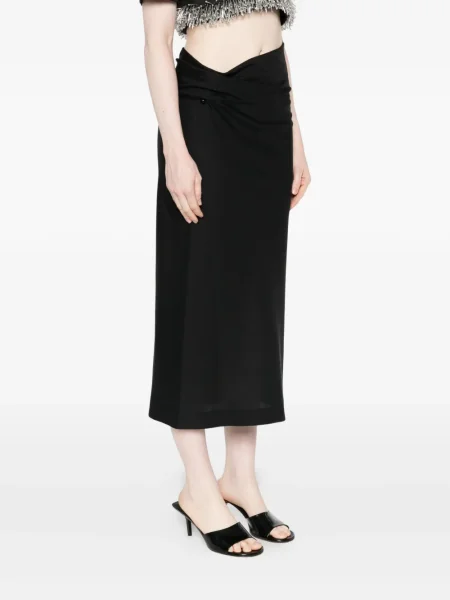 Fustă midi Alberta Ferretti drapată până la genunchi negru