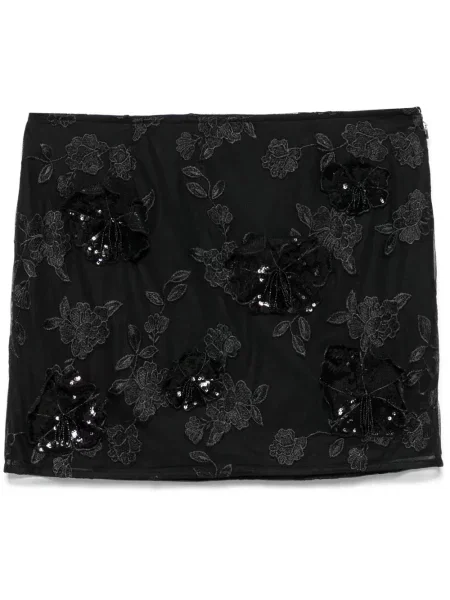 Fusta mini Rotate Birger Christensen cu model floral plasă negru