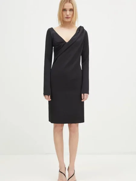 JW Anderson rochie Shoulder Drape V-Neck Dress mini mulată negru