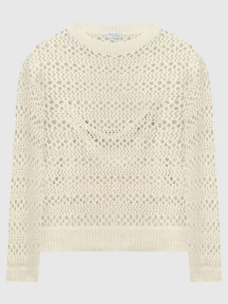 Лляний ажурний светр Brunello Cucinelli жовтий