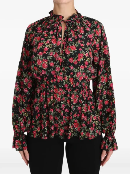 Bluză Dolce & Gabbana cu model floral cu imagine negru