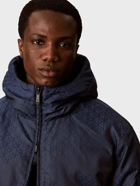 Пуховик Calvin Klein с принтом двусторонний синий