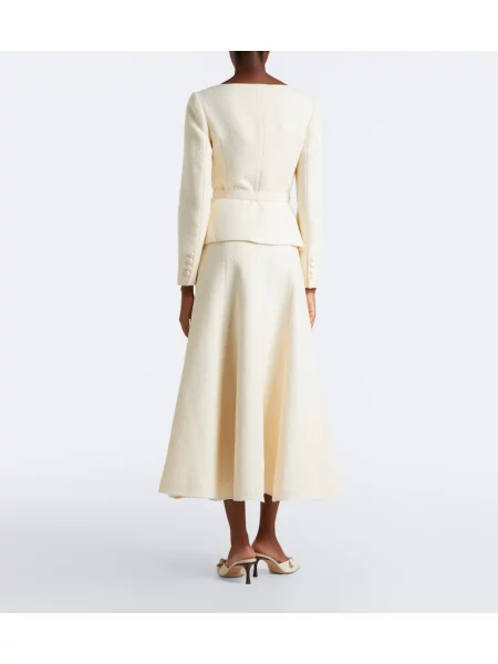 Bouclé fustă midi Roland Mouret alb