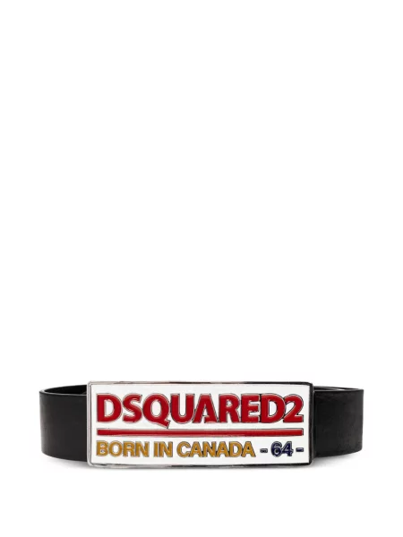Bőr öv Dsquared2 autogrammal fekete