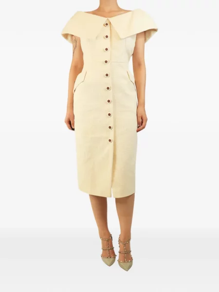 Tweed váll nélküli midi ruha Suzannah London