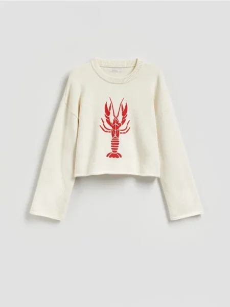 Reserved Pulover cu broderie nude