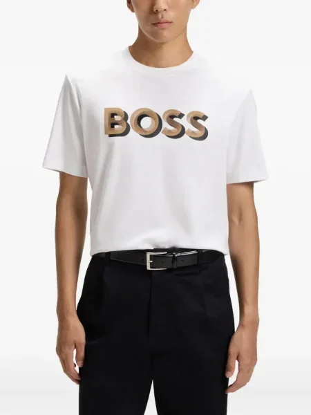 Tricou Boss cu imagine alb