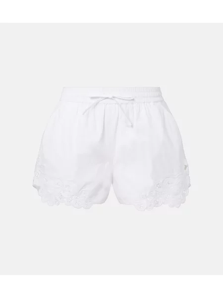 Pantaloni scurți Veronica Beard cu broderie alb