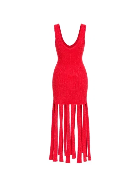 Rochie midi Simon Miller cu franjuri roșu