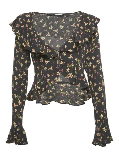 Bluză Rotate Birger Christensen cu model floral cu imagine negru