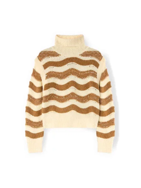 Golf golf Motivi wełniany w paski brązowy