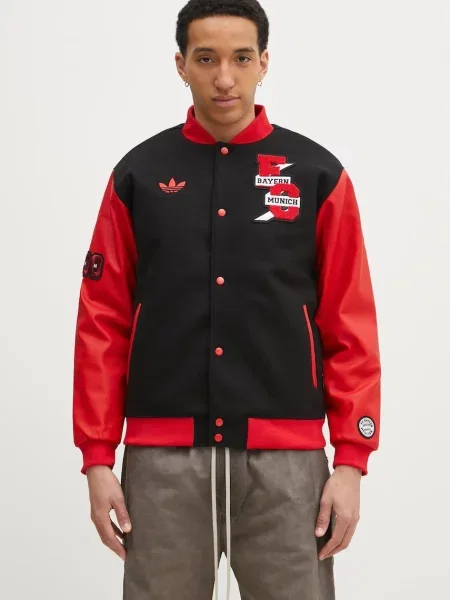 Adidas Performance jacheta bomber din amestec de lana FC Bayern Muenchen VRCT Jacket de tranzitie negru