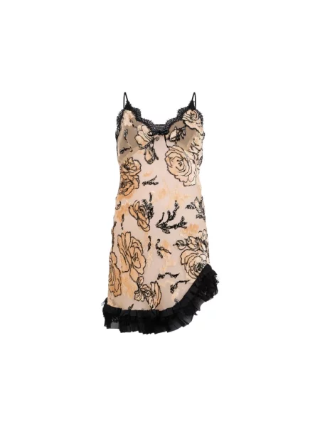 Jedwabna sukienka mini Roberto Cavalli w kwiatki garniturowa różowa