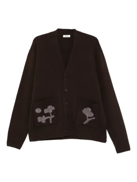 Cardigan Sandro de lână cu model floral maro