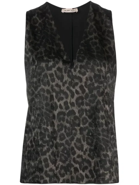 Top Blanca Vita cu imagine cu model leopard negru