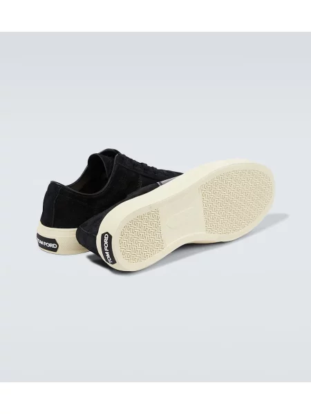 Sneakerși Tom Ford din piele de căprioară negru