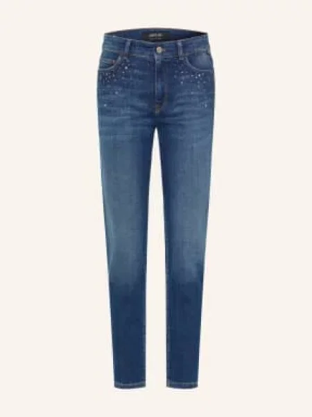 Marc Cain Jeansy Skinny Silea Z Kamyczkami Ozdobnymi blau