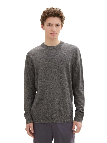 TOM TAILOR DENIM Pulover antracit / dimno-siva črna