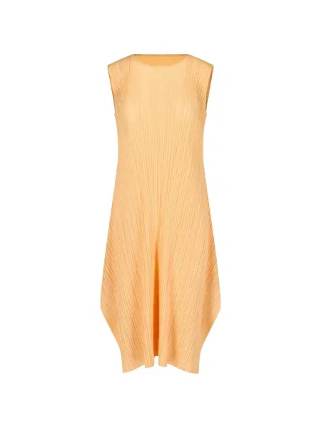 Rochie midi Pleats Please Issey Miyake asimetrică portocaliu