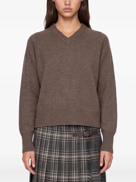 Pulover Weekend Max Mara cu decolteu în V maro