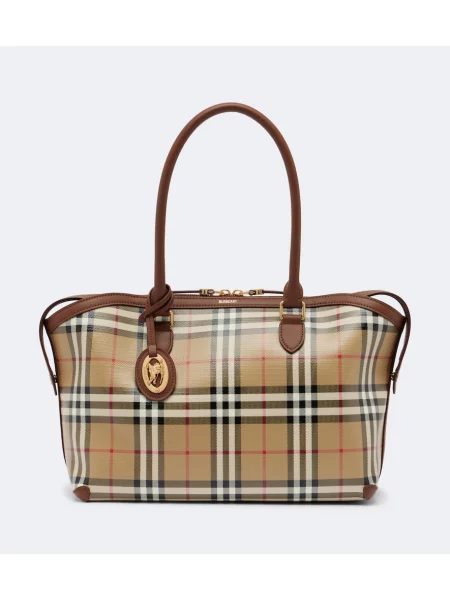 Geantă shopper Burberry în carouri bej