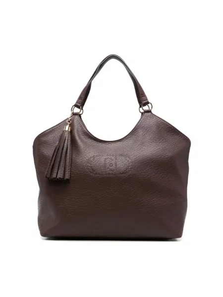 Duża torebka skórzana Liu Jo brązowa