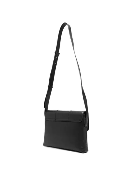 Кожена чанта Emporio Armani с автограф черно