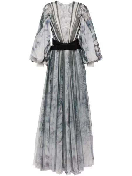 Rochie Saiid Kobeisy cu imagine cu imprimeu abstract gri