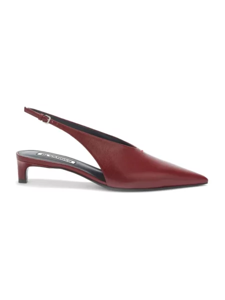Czółenka Jil Sander skórzana z otwartą piętą czerwona