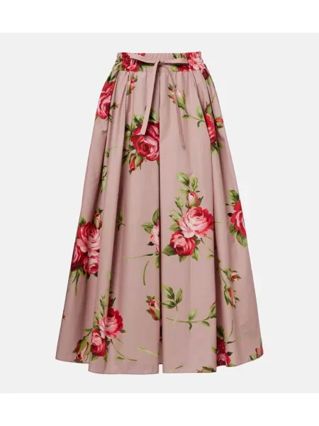 Fusta plisata Dolce&gabbana cu model floral plisată până la genunchi albastru