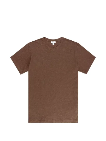 Tricou Sunspel cu decolteu rotund clasic maro