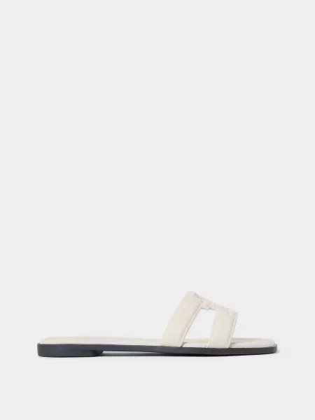 Мюли Tommy Hilfiger с ремешками с автографом бежевые