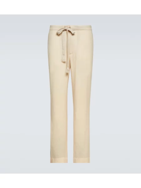 Volneni hlače z ravnimi hlačnicami Auralee bela