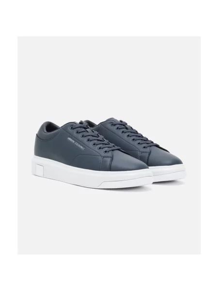 Sneakersy Armani Exchange skórzane klasyczne niebieskie