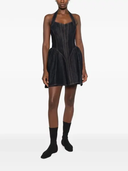 Rochie mini Self-portrait cu gât halter albastru