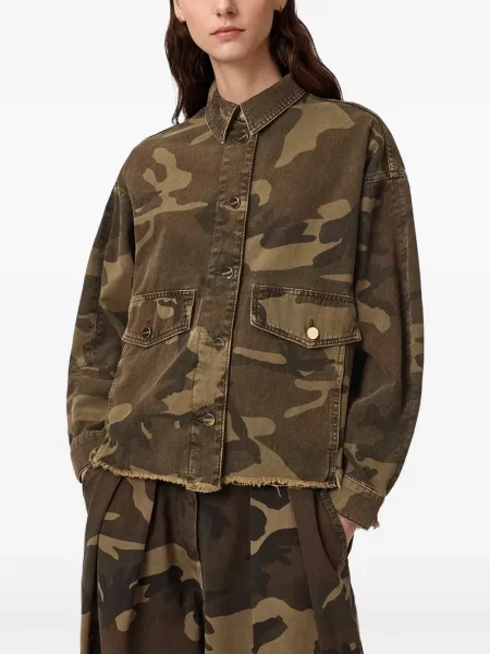Geacă Allsaints cu imagine cu model camuflaj verde